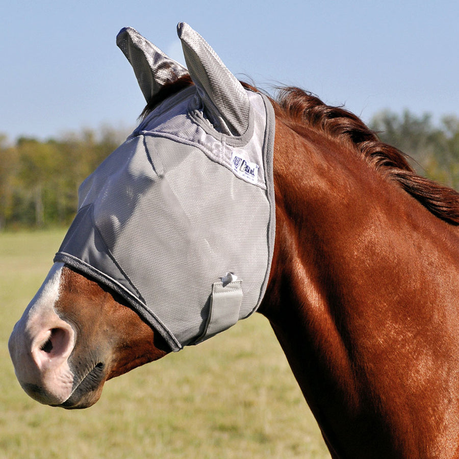 Gray nylon horse fly mask with ear covers - Uhorse