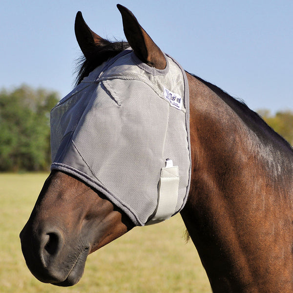 Gray nylon horse fly mask with ear holes - Uhorse
