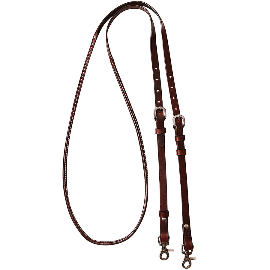 Brown leather split reins with stitching detail - Uhorse
