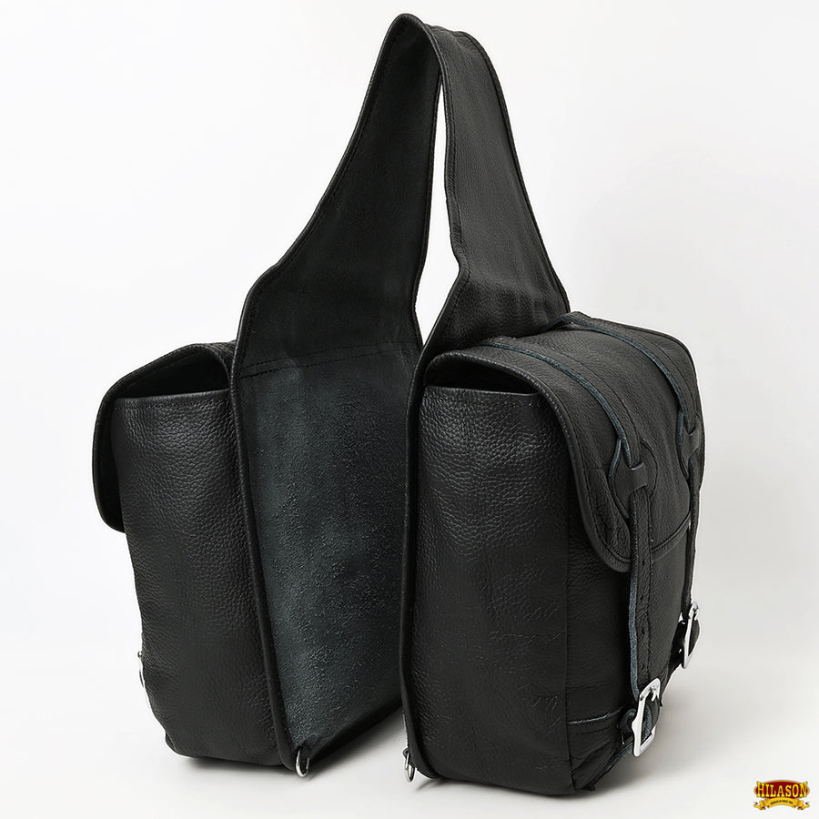 HILASON Soft Leather Horse Saddle Bag Tan | Equestrian Western Adjustable Closure