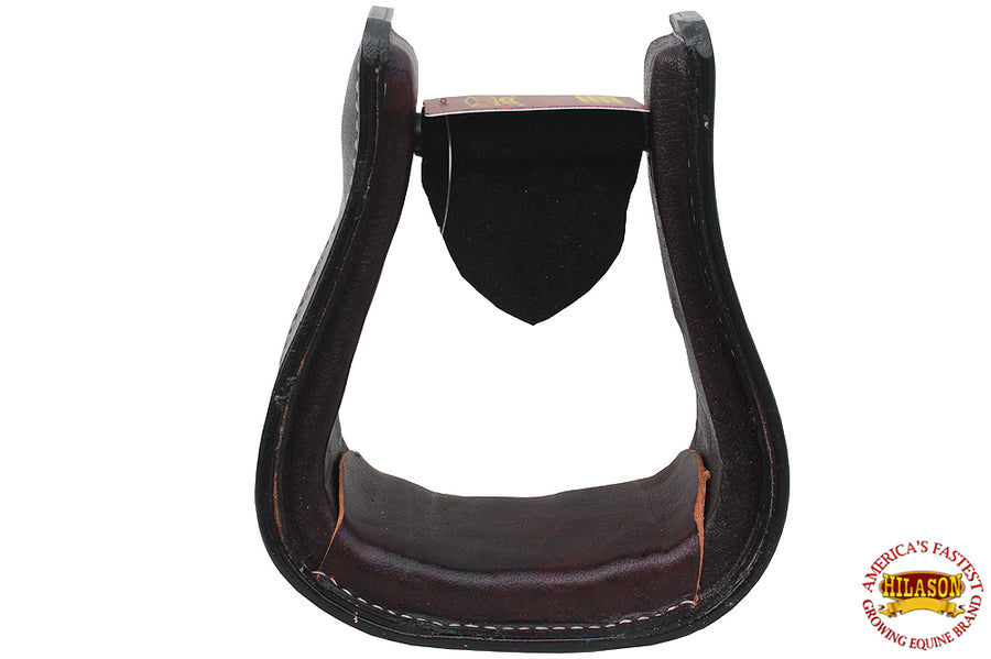 HILASON Wide Roping Saddle Stirrups Western Horse Pair | Leather Stirrups| Trail Riding Ranch Work