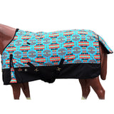 66 in Hilason 1200D Turnout Light Winter Waterproof Rain Sheet Horse Sheet Turquoise Aztec - Uhorse