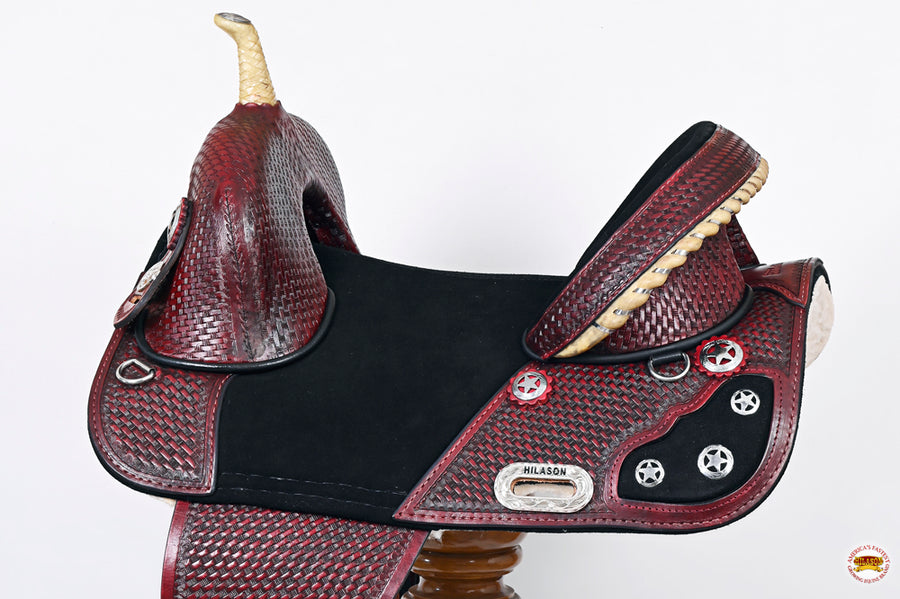 HILASON Western Horse Treeless Trail Barrel American Leather Saddle | for Horses