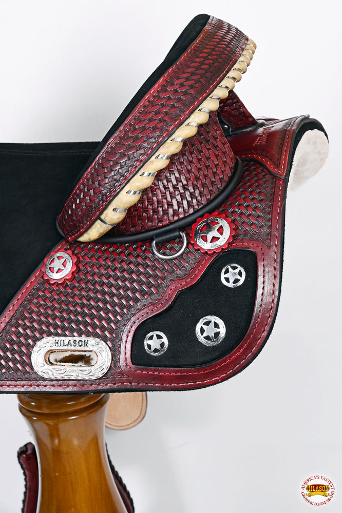HILASON Western Horse Treeless Trail Barrel American Leather Saddle | for Horses