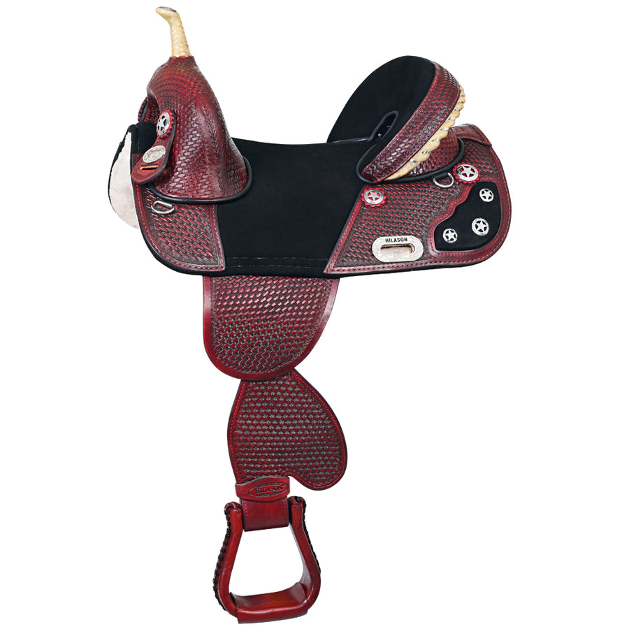 HILASON Western Horse Treeless Trail Barrel American Leather Saddle | for Horses - Uhorse