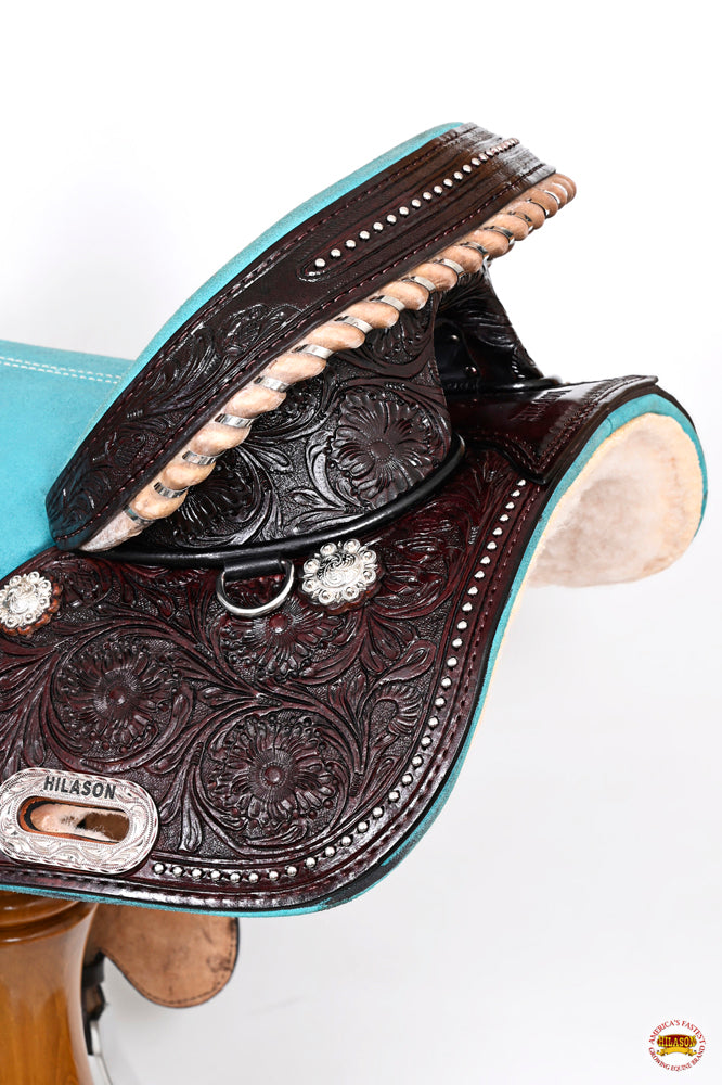HILASON Western Horse Treeless Trail Barrel American Leather Saddle | for Horses
