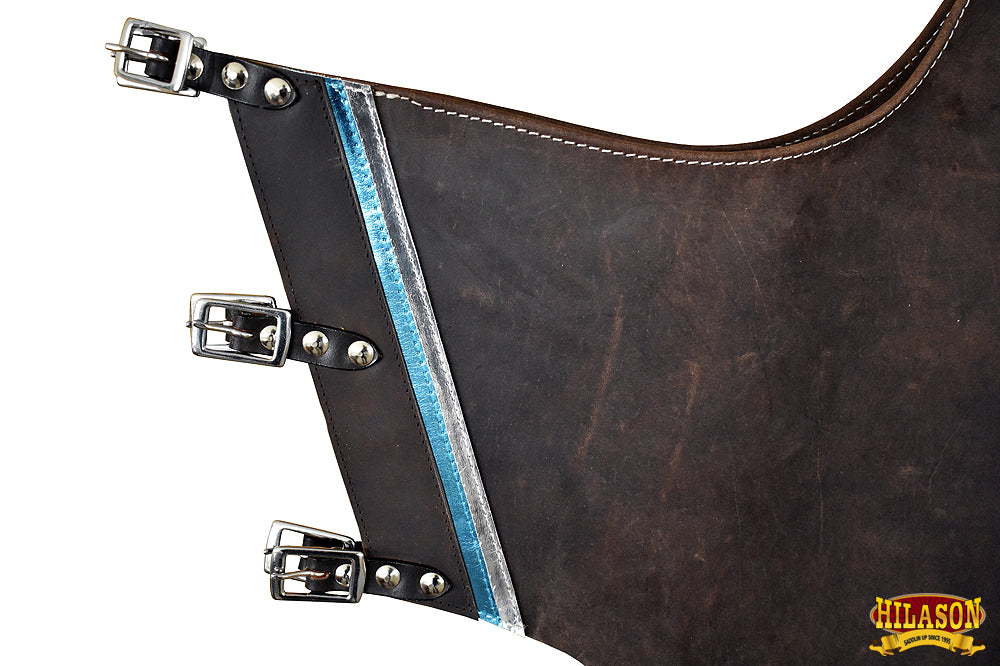 HILASON Bull Riding Pro Rodeo Chaps Brown Smooth Leather Bronc Show Adult | Bull Riding Chaps | Western Chaps Leather | Western Chaps | cowboy chaps for men | Leather Riding Chaps Women