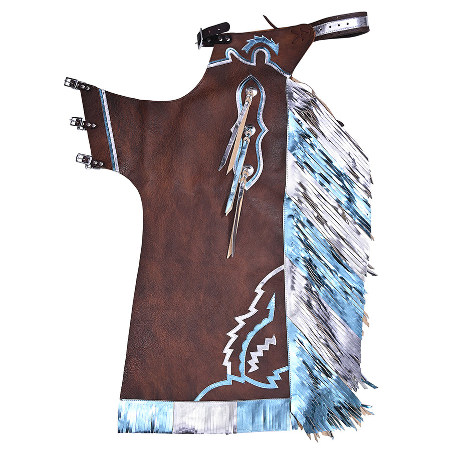 Hilason Bull Riding Pro Rodeo Chaps Brown Smooth Leather Bronc Show Adult - Uhorse