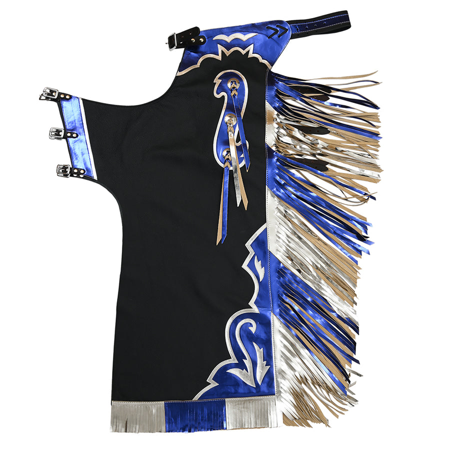 Hilason Bull Riding Pro Rodeo Chaps Black Smooth Leather Bronc Show Adult - Uhorse