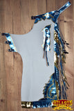 Hilason Bull Riding Pro Rodeo Chaps White Smooth Leather Bronc Show Adult