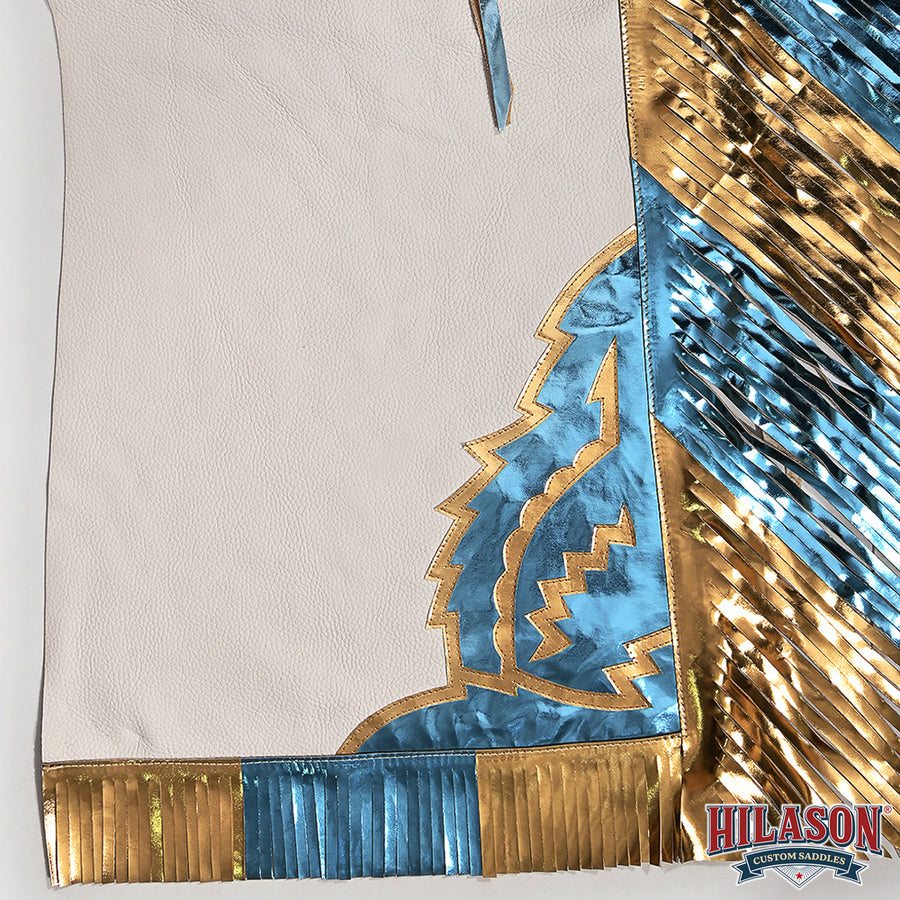 HILASON Bull Riding Pro Rodeo Chaps Black Smooth Leather Bronc Show Adult | for Men and Women Western Unisex