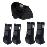 Black neoprene horse leg boots with gray straps - Uhorse