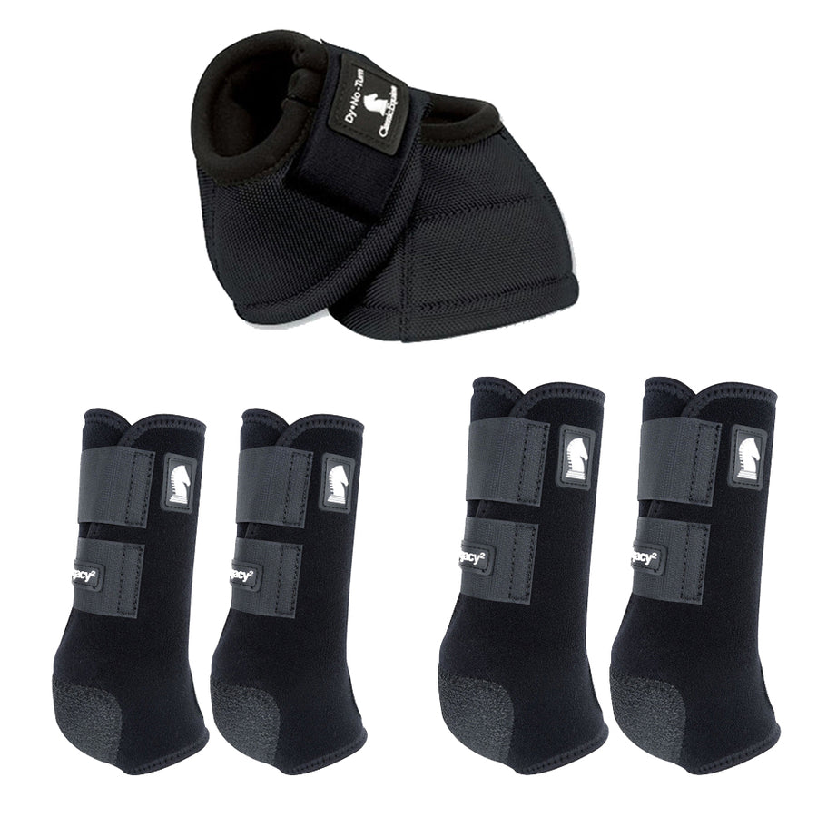 Medium Classic Equine H. Legacy2 Front Hind Bell Sport Boots Black – by Hilason – Cowboy and equestrian accessories