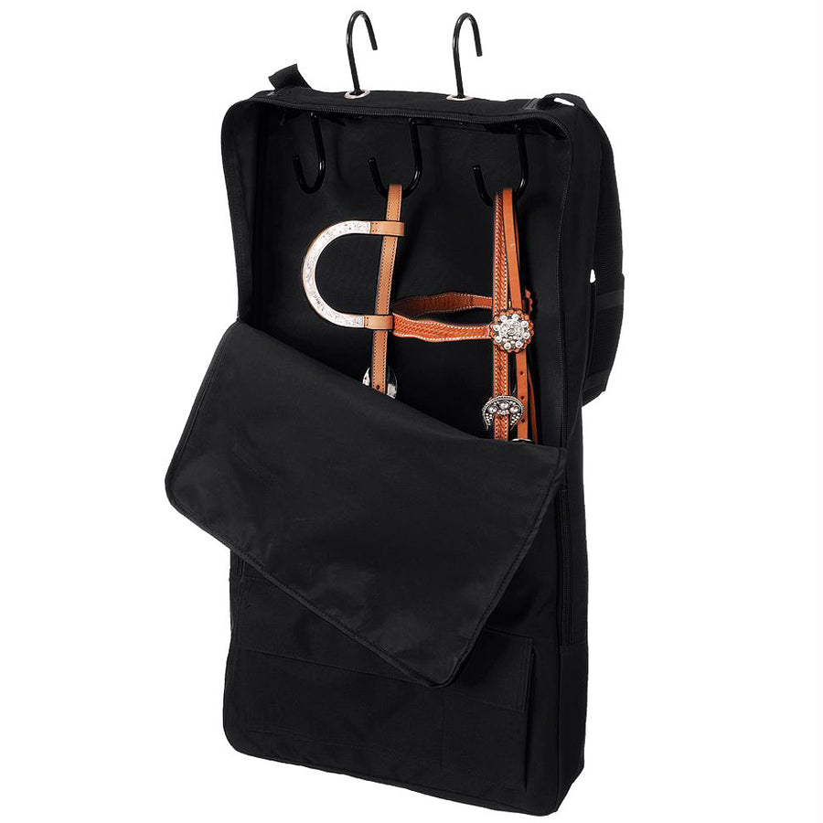 Tough 1 Nylon 2 Pockets Quick Grip Bridle Halter Prong Tk. Rack Black by Hilason – Cowboy and equestrian accessories