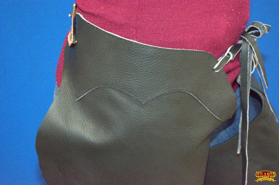 HILASON Pro Rodeo Bull Riding Genuine Leather Chaps Black | for Men and Women Western Unisex