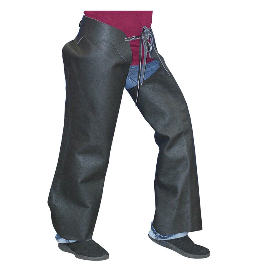 HILASON Pro Rodeo Bull Riding Genuine Leather Chaps Black by Hilason – Cowboy and equestrian accessories