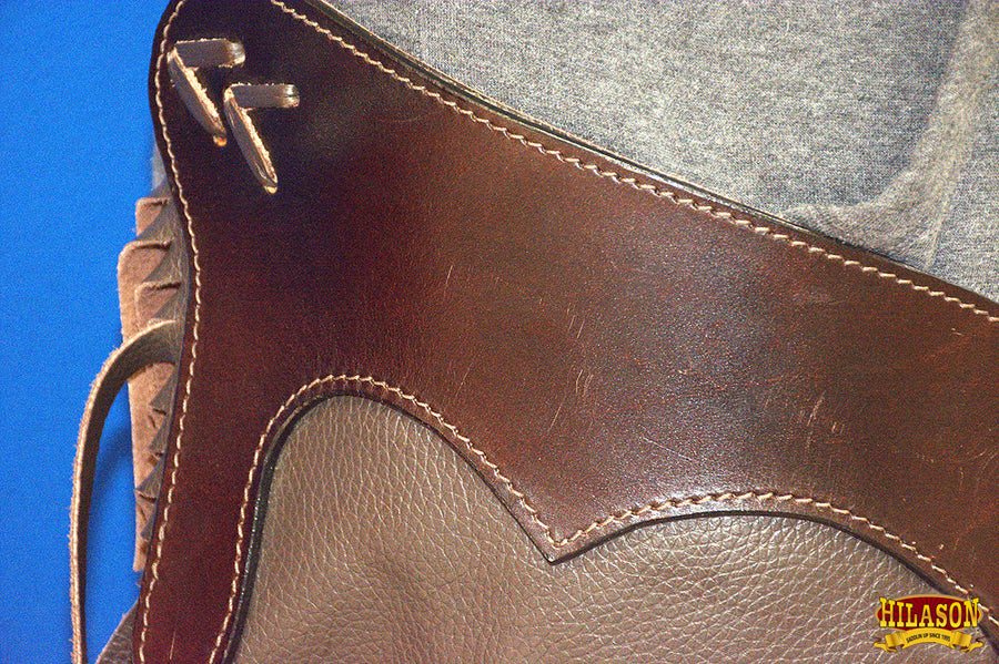 HILASON Pro Rodeo Bull Riding Genuine Leather Chaps Brown | for Men and Women Western Unisex