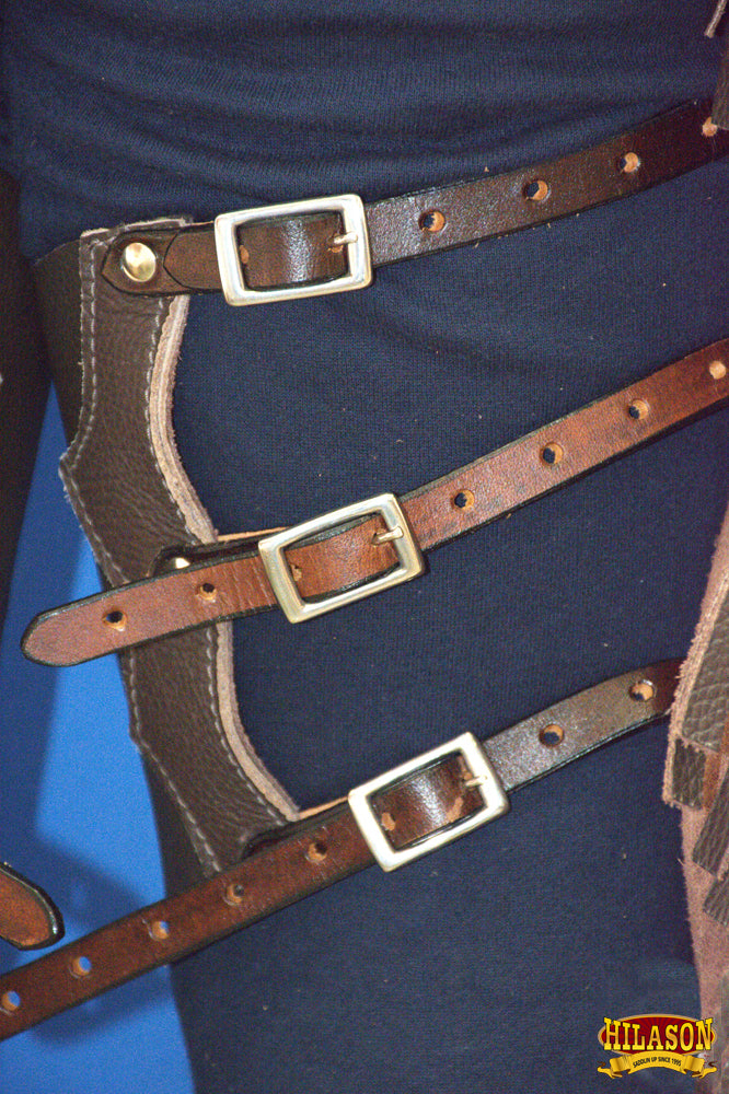 HILASON Pro Rodeo Bull Riding Genuine Leather Chaps Brown | for Men and Women Western Unisex