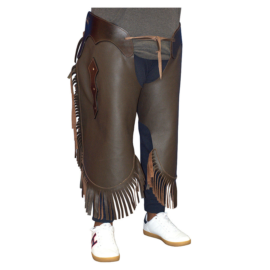 HILASON Pro Rodeo Bull Riding Genuine Leather Chaps Brown by Hilason – Cowboy and equestrian accessories