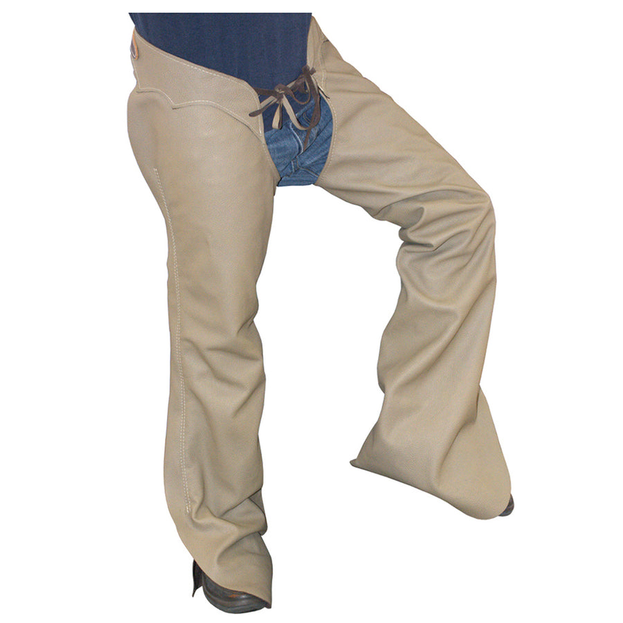 HILASON Pro Rodeo Bull Riding Genuine Leather Chaps Beige by Hilason – Cowboy and equestrian accessories