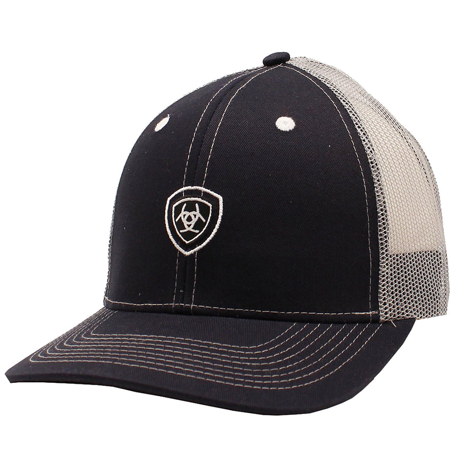 Ariat Logo Crown Hat Cap Navy Gray Snapback Adjustable by Hilason – Cowboy and equestrian accessories