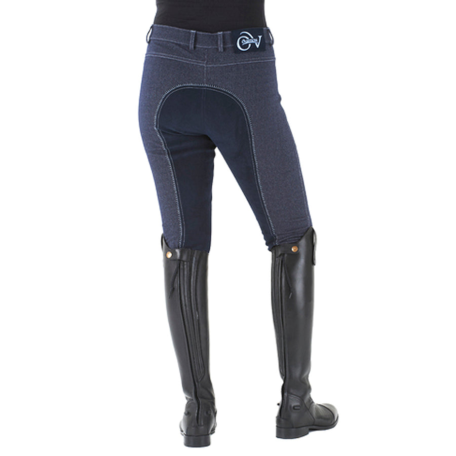30 Regular Ovation Euro Melange Full Seat Breech Ladies Antimicrobial Indigo - Hilason