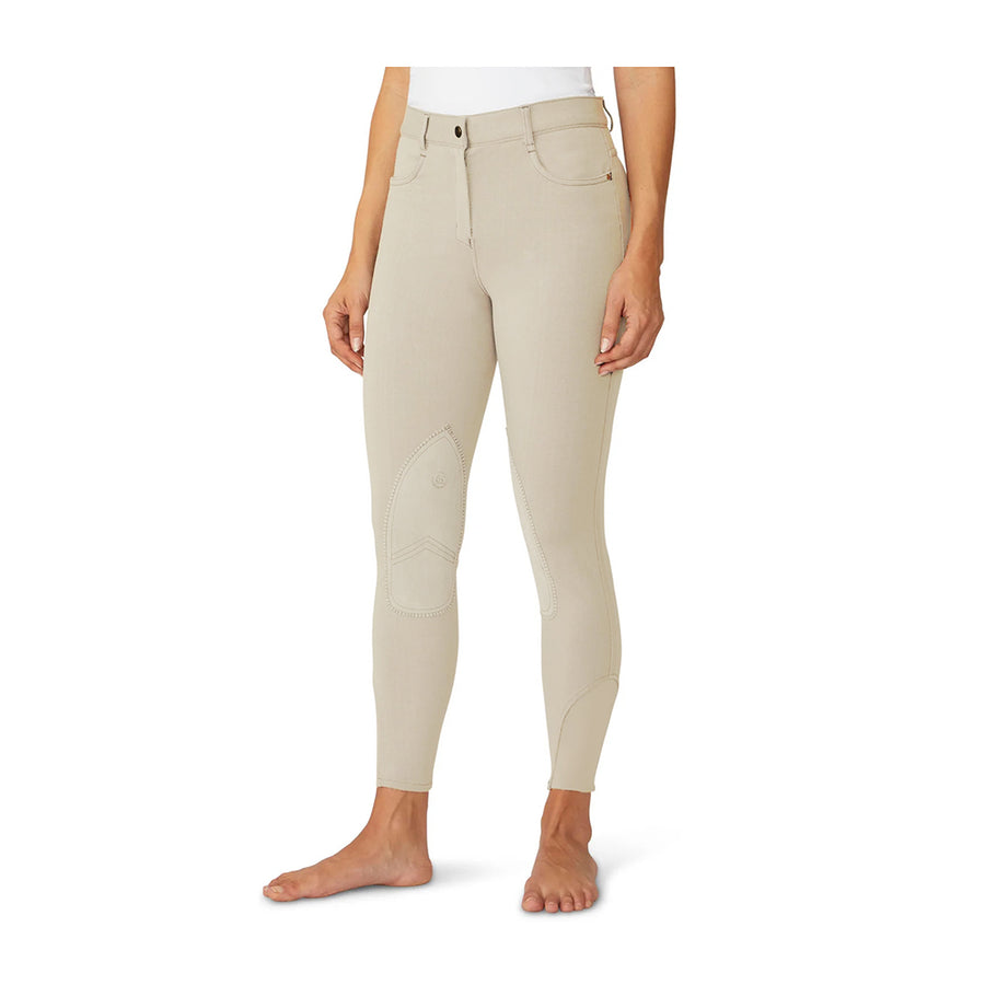 Ovation Ladies' SoftFlex Knee Patch Breeches Tan Mid-Rise UPF 30 Syn-Tech Suede - Uhorse