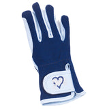 Med (5-5.5) Ovation Hearts & Horses Gloves Childs Sky Blue Navy Trim
