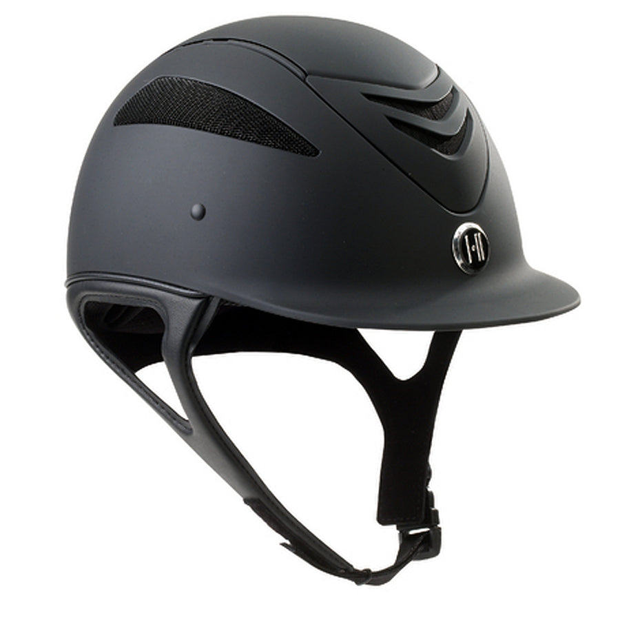 Black equestrian riding helmet with mesh vents - Uhorse
