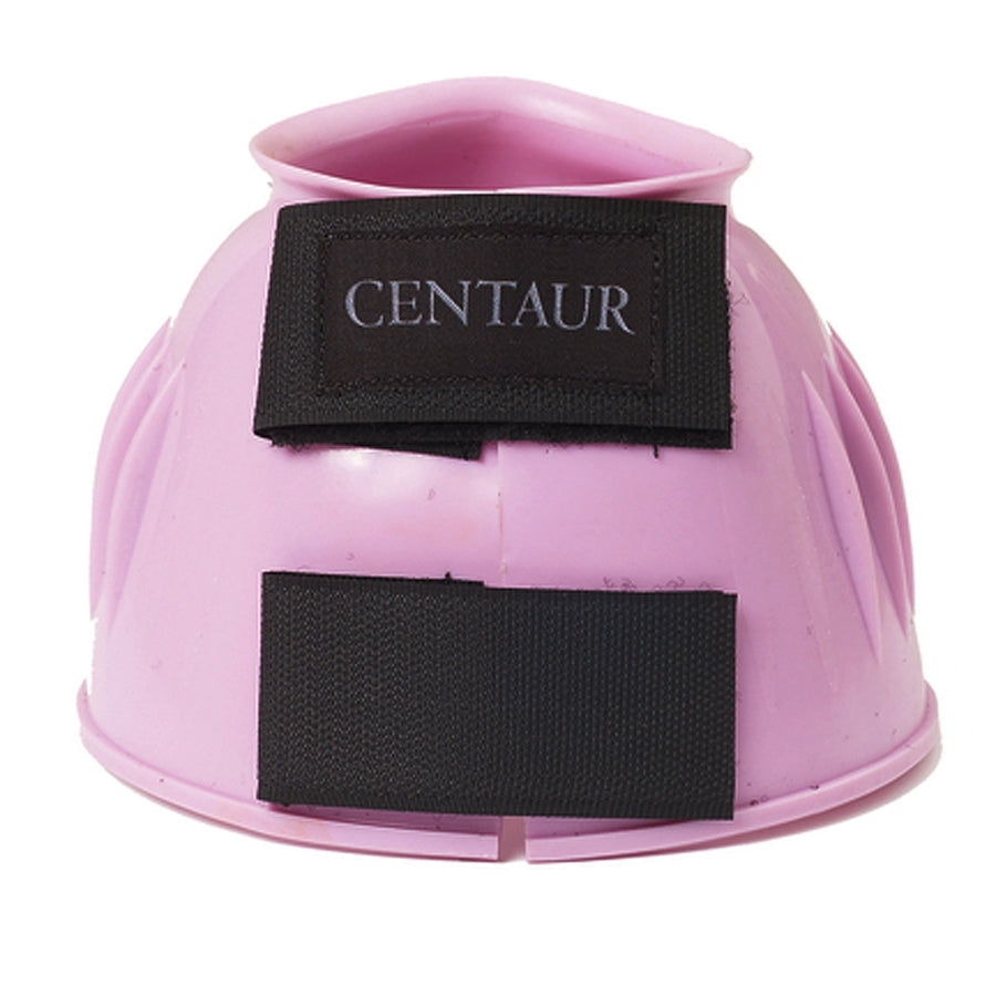 Pink nylon horse bell boot with black velcro straps - Uhorse