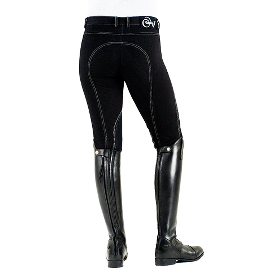 34 Regular Ovation Euro Melange Knee Patch Breech Contrast Stitching Black - Uhorse
