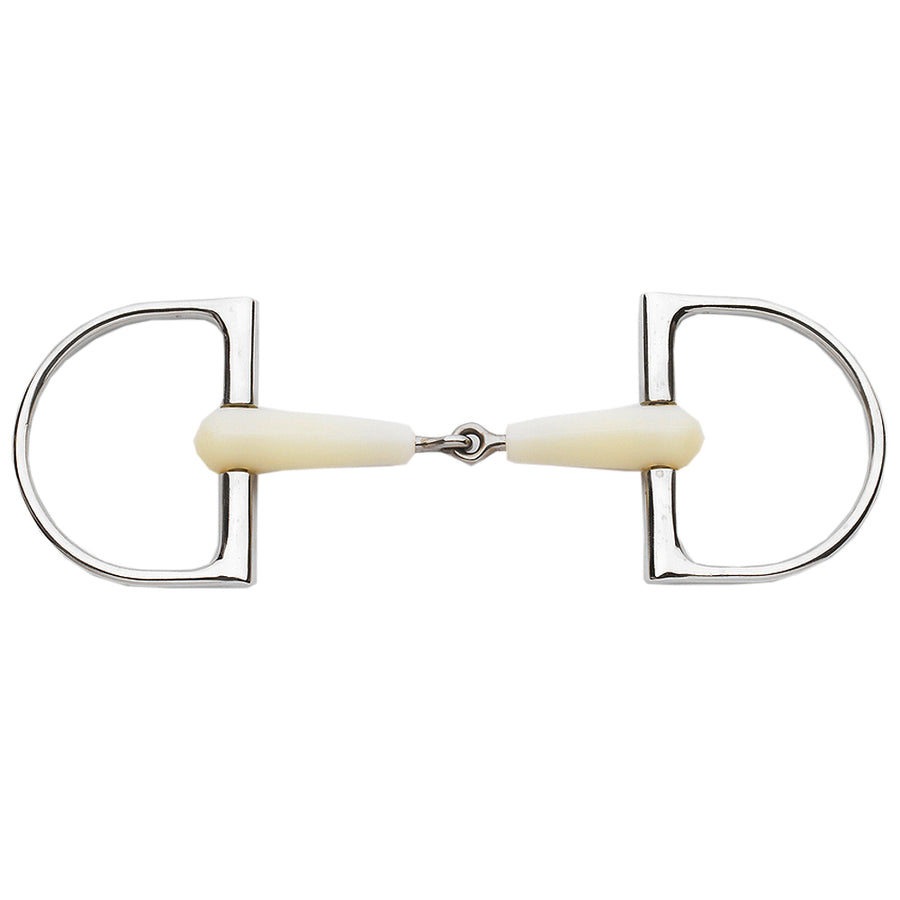 Snaffle bit with cream leather wrapped mouthpiece - Uhorse