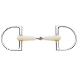 Snaffle bit with cream leather wrapped mouthpiece - Uhorse