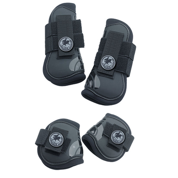 Black nylon horse leg boots with velcro straps, set of four - Uhorse