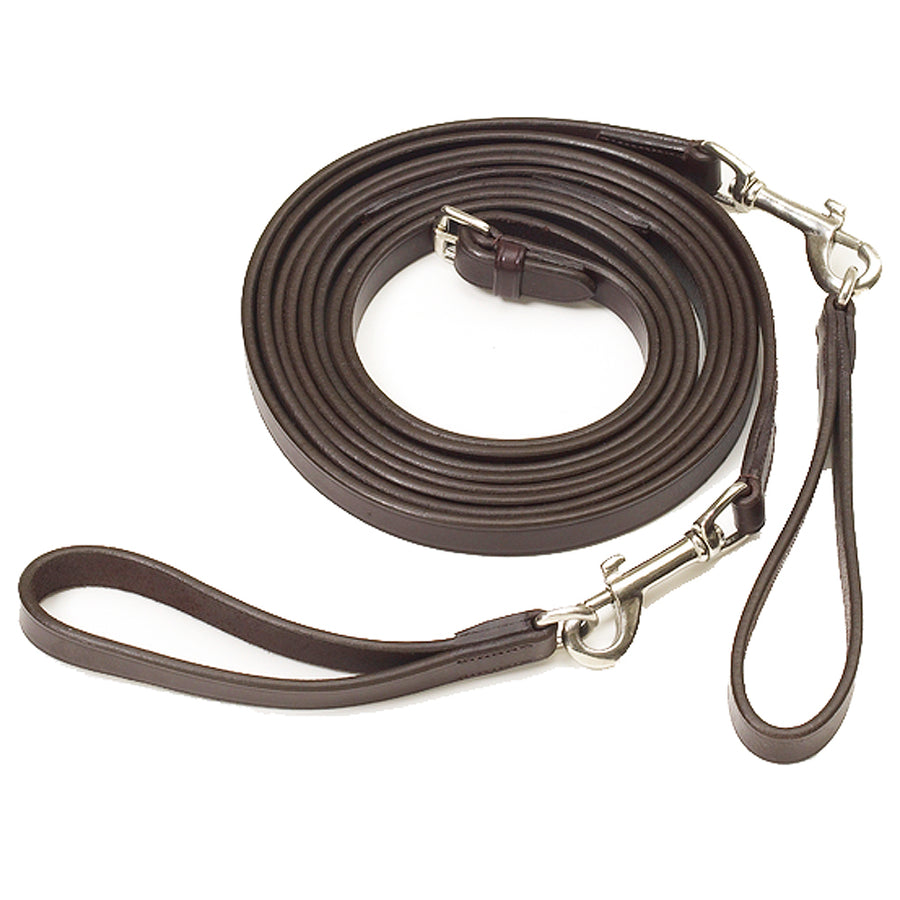 H. 18Ft Camelot Leather Draw Solid Brass Nickel Plt. Snap Ends Reins by Hilason – Cowboy and equestrian accessories