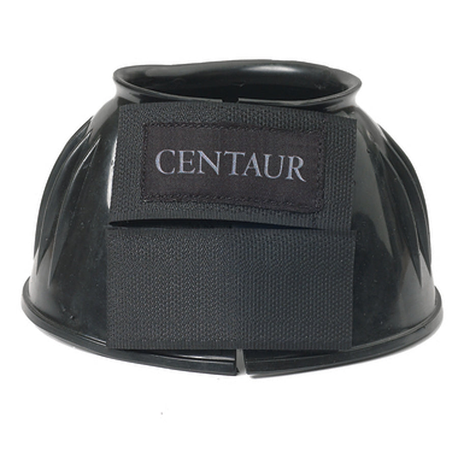 X-Large Centaur Pvc Ribbed Double Hook And Loop Bell Boots Black – by Hilason – Cowboy and equestrian accessories