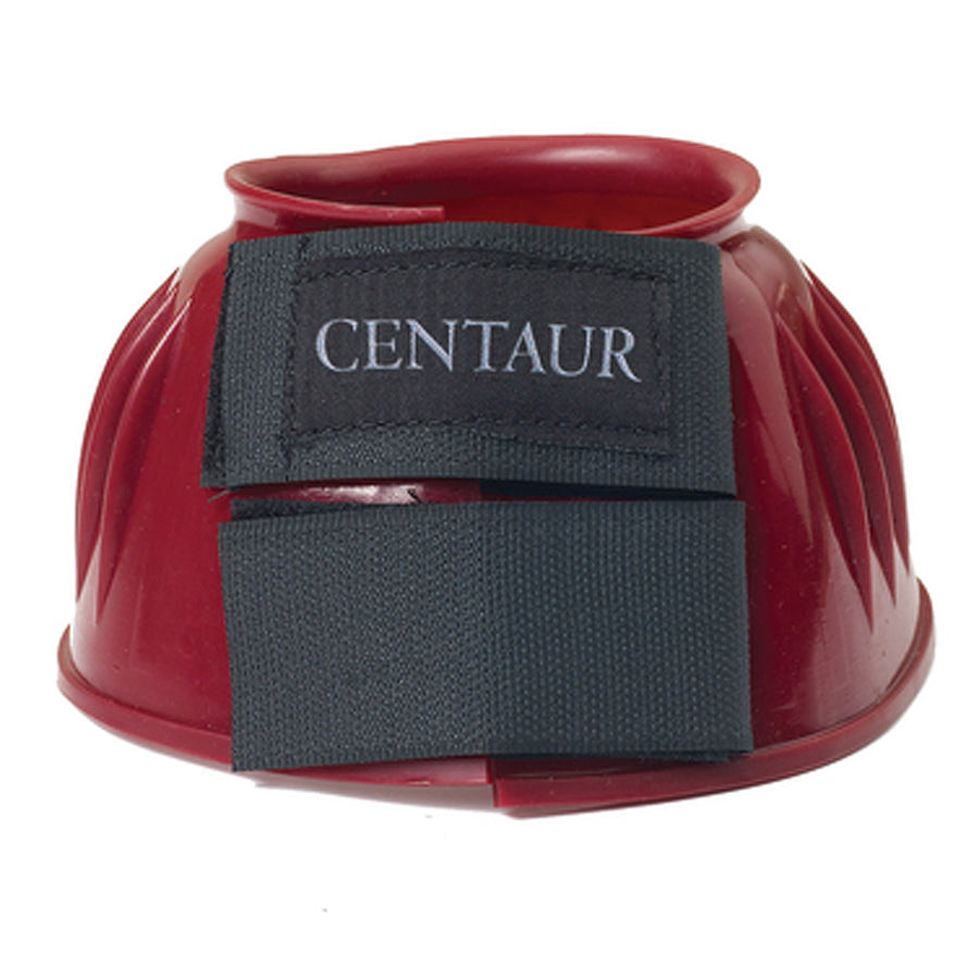 Medium Centaur Pvc Ribbed Double Hook And Loop Bell Boots Burgundy – by Hilason – Cowboy and equestrian accessories
