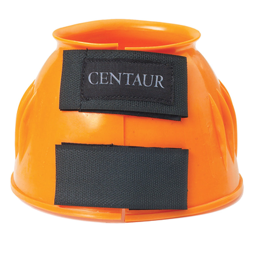 Medium Centaur Pvc Ribbed Double Hook And Loop Bell Boots Orange – by Hilason – Cowboy and equestrian accessories