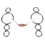 5" Happy Copper Roller Mouth 3-Ring Pessoa Gag Stainless Steel Horse Bit