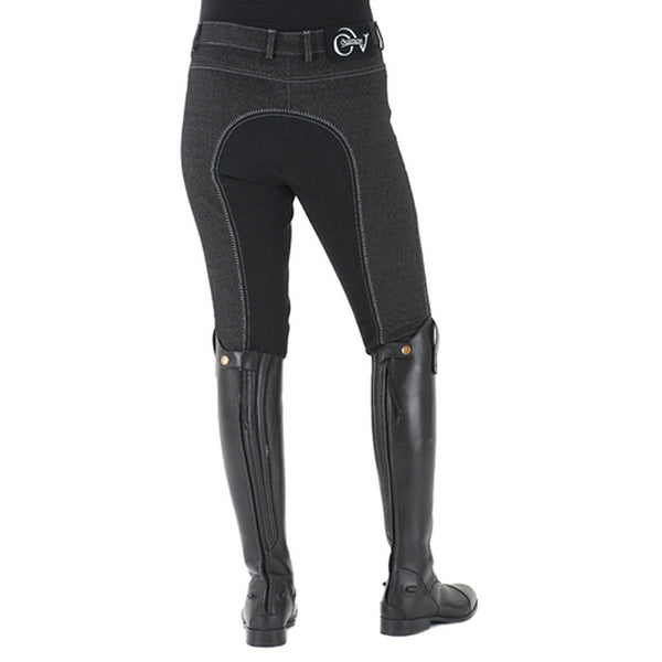Ovation Euro Melange Full Seat Breech Ladies Antimicrobial Black – by Hilason – Cowboy and equestrian accessories