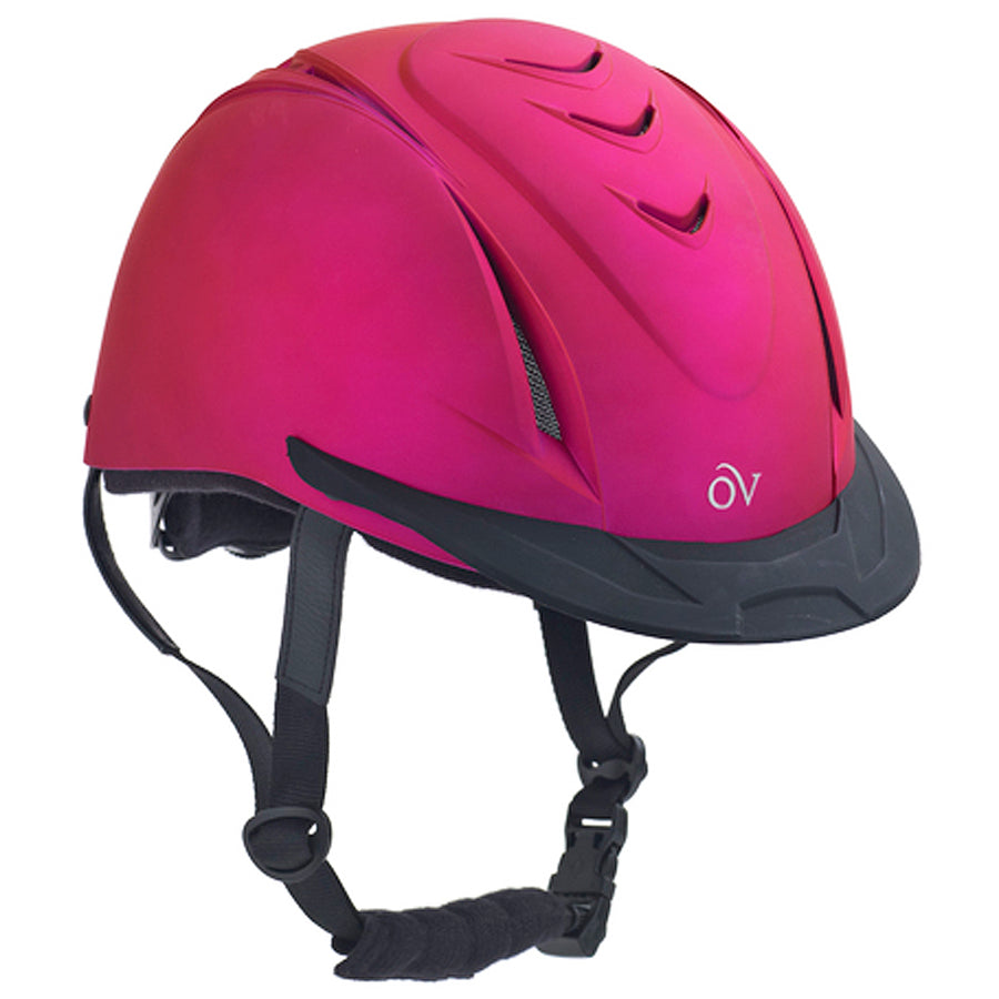 Pink riding helmet with black harness straps - Uhorse