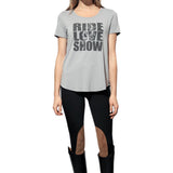 Large Chestnut Bay Rider Ladies Tee Love Show Screen Printing Quiet Mist