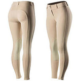 44" Horze Ella women's Pull On Knee Patch Breeches Soft Slightly Stretchy Tan - Uhorse