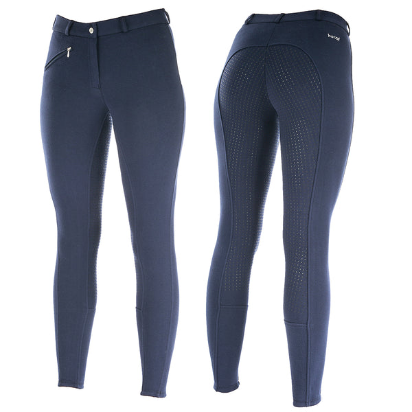 44" Horze Womens Active Silicone Grip Full Seat Breeches Peacoat Dark by Hilason – Cowboy and equestrian accessories