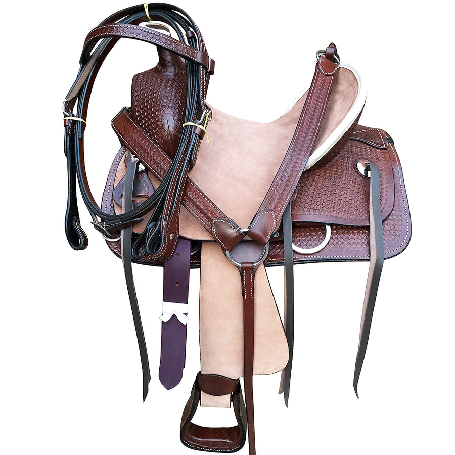 12 In W. H. Saddle Ranch Trail Pleasure Leather Youth Child Hilason – by Hilason – Cowboy and equestrian accessories