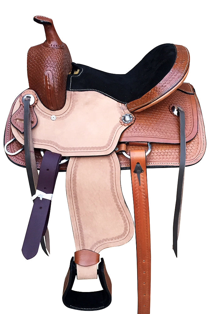 Western Horse Saddle Ranch Trail Leather Youth Child Roping