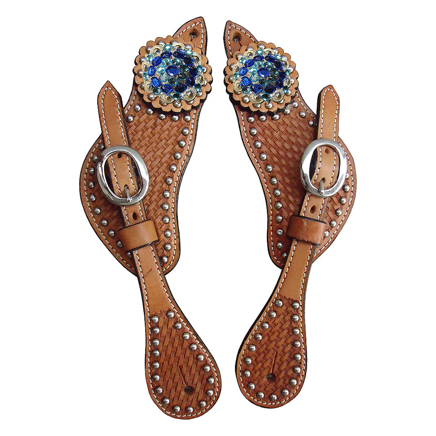 Hilason W. Show Tk. Hand Tool Leather H. Spur Straps Light Oil – by Hilason – Cowboy and equestrian accessories