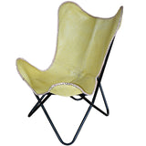 Genuine Leather Butterfly Chair Folding Lounge Modern Sling Accent Seat