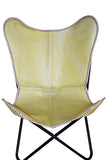 Genuine Leather Butterfly Chair Folding Lounge Modern Sling Accent Seat