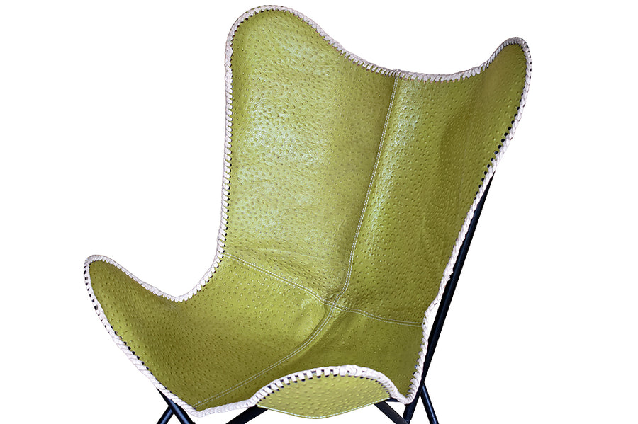Genuine Leather Butterfly Chair Folding Lounge Modern Sling Accent Seat